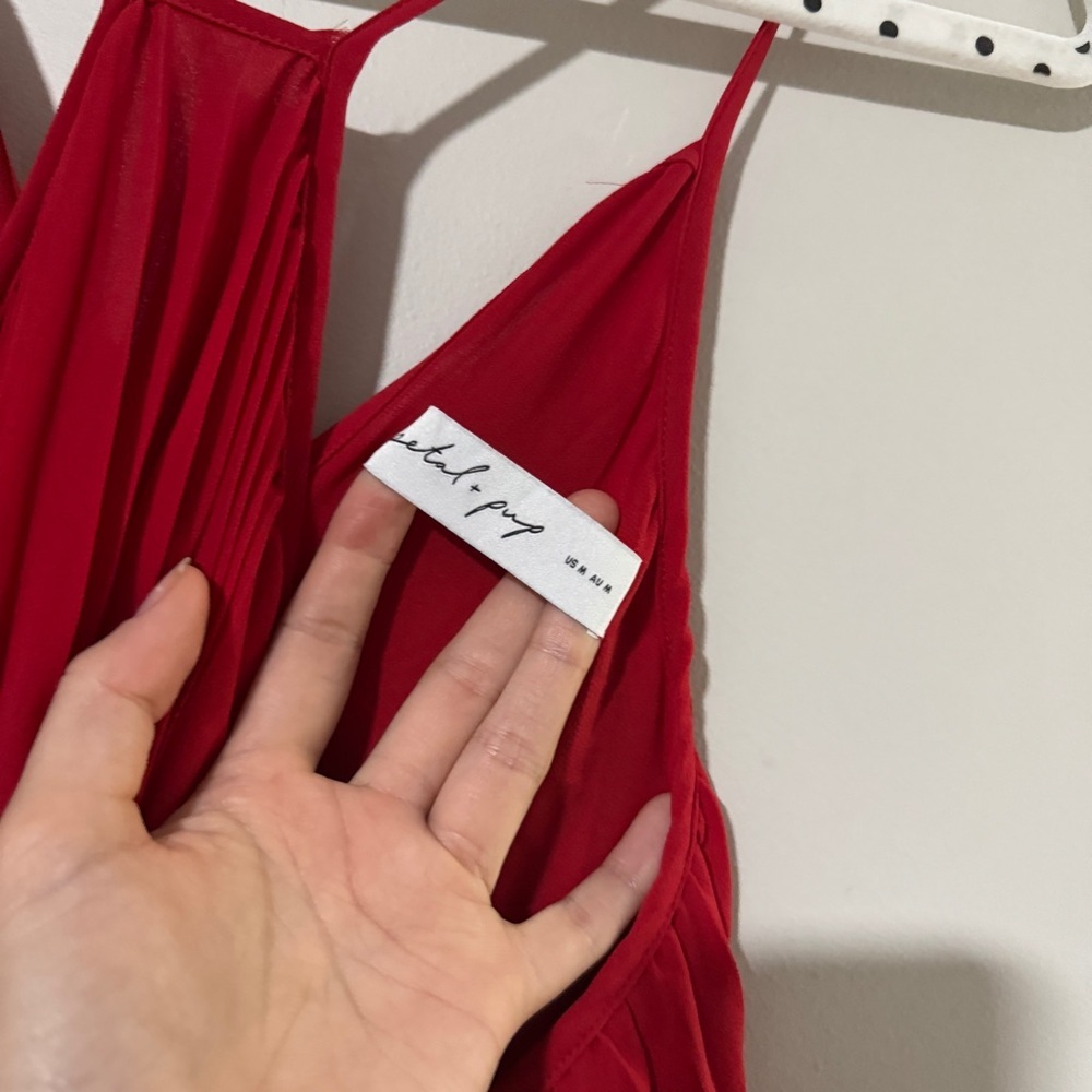 Petal & Pup Red Pleated Halter Maxi Dress - Picture 5 of 7